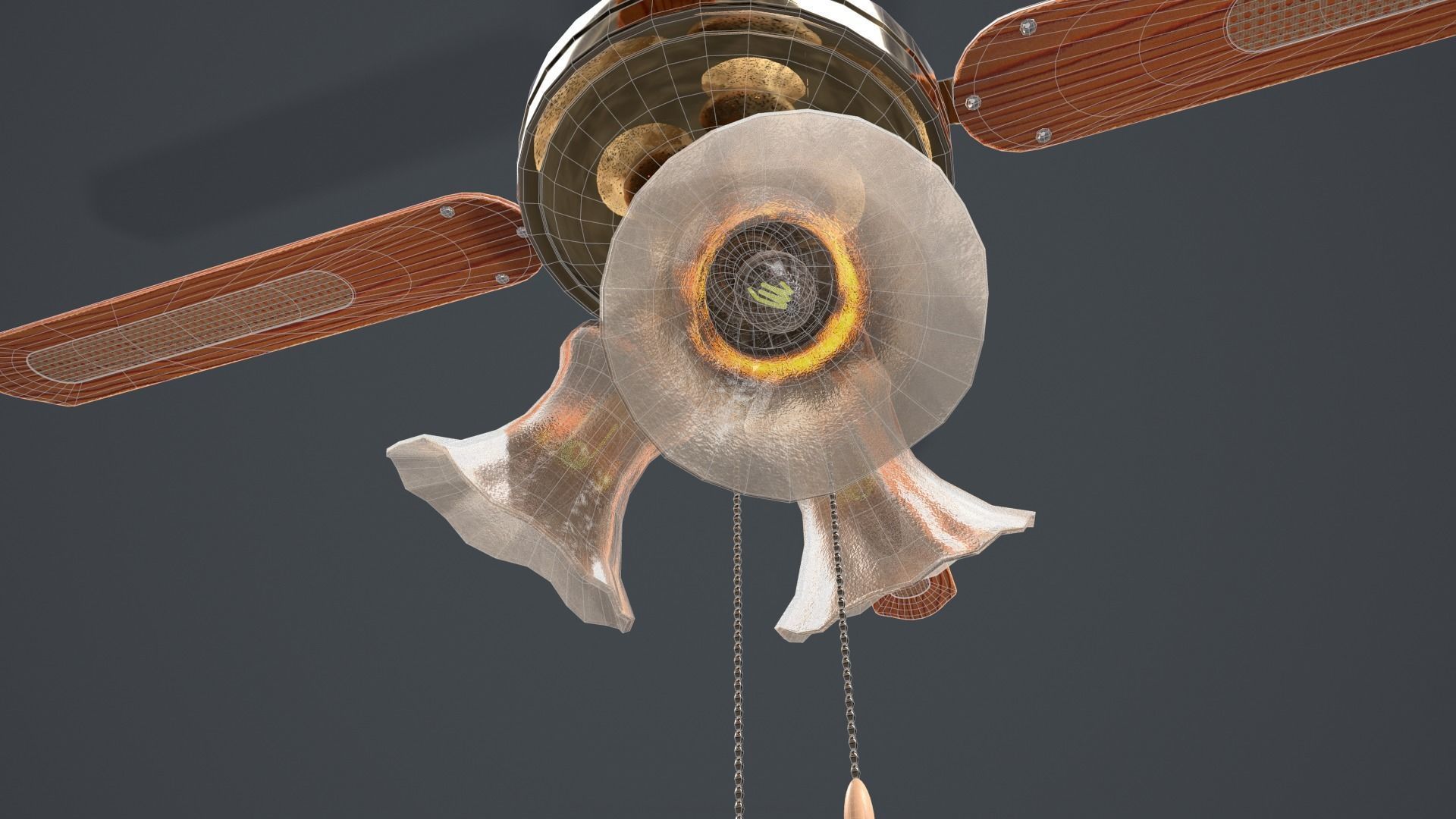 Ceiling Fan Light Low-poly 3D model_12