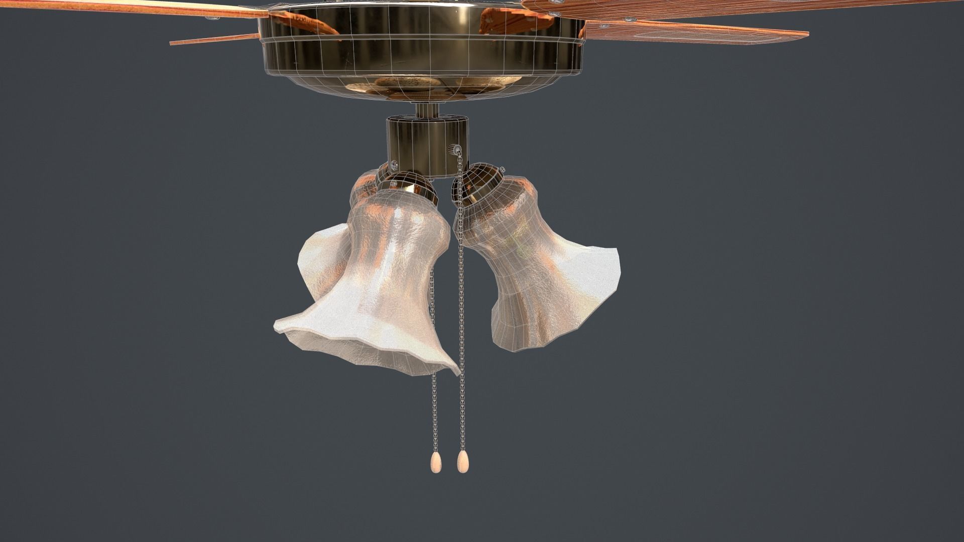 Ceiling Fan Light Low-poly 3D model_11