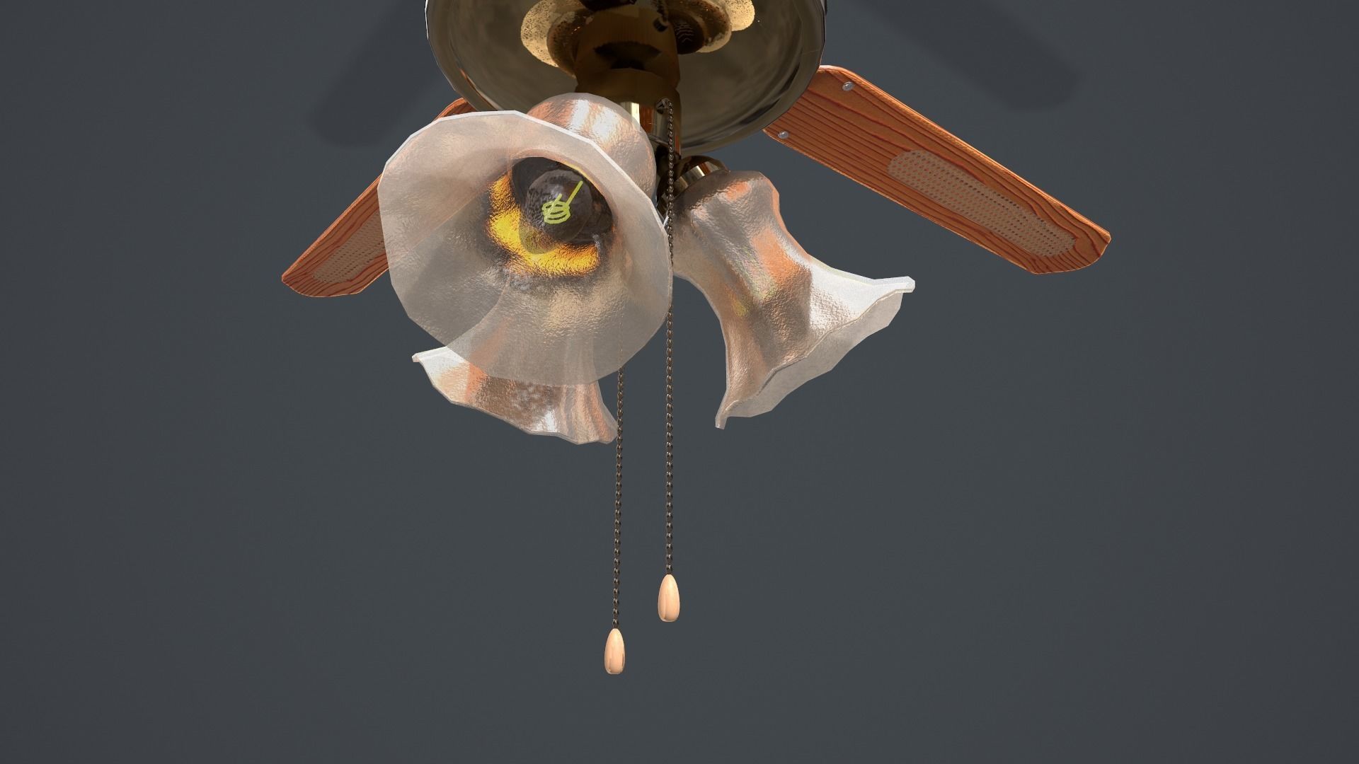 Ceiling Fan Light Low-poly 3D model_3
