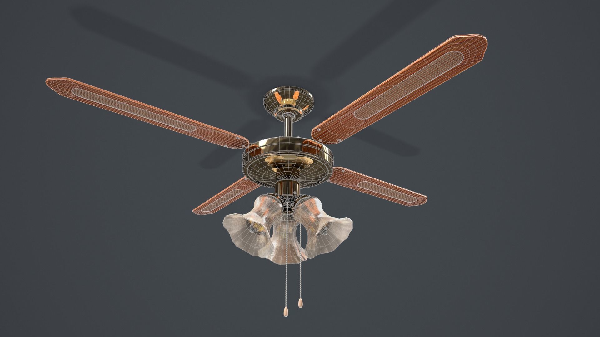 Ceiling Fan Light Low-poly 3D model_10