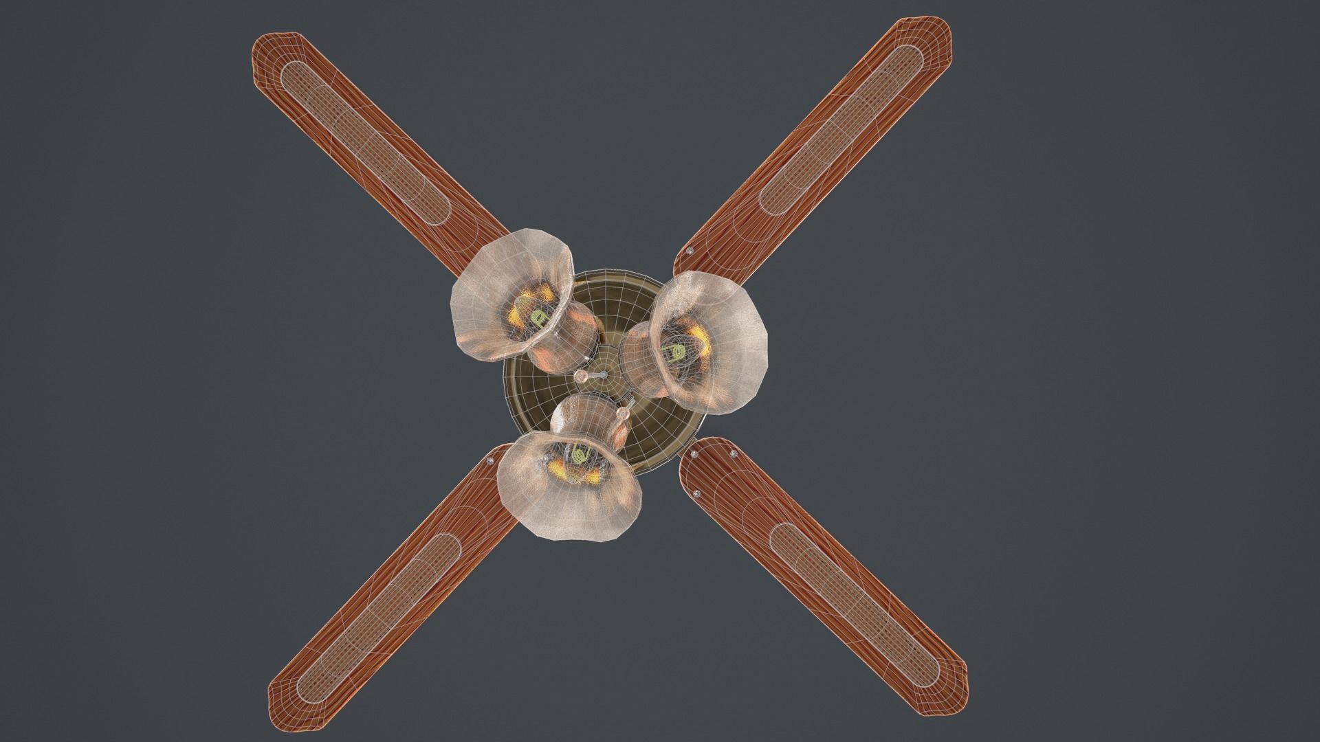 Ceiling Fan Light Low-poly 3D model_14