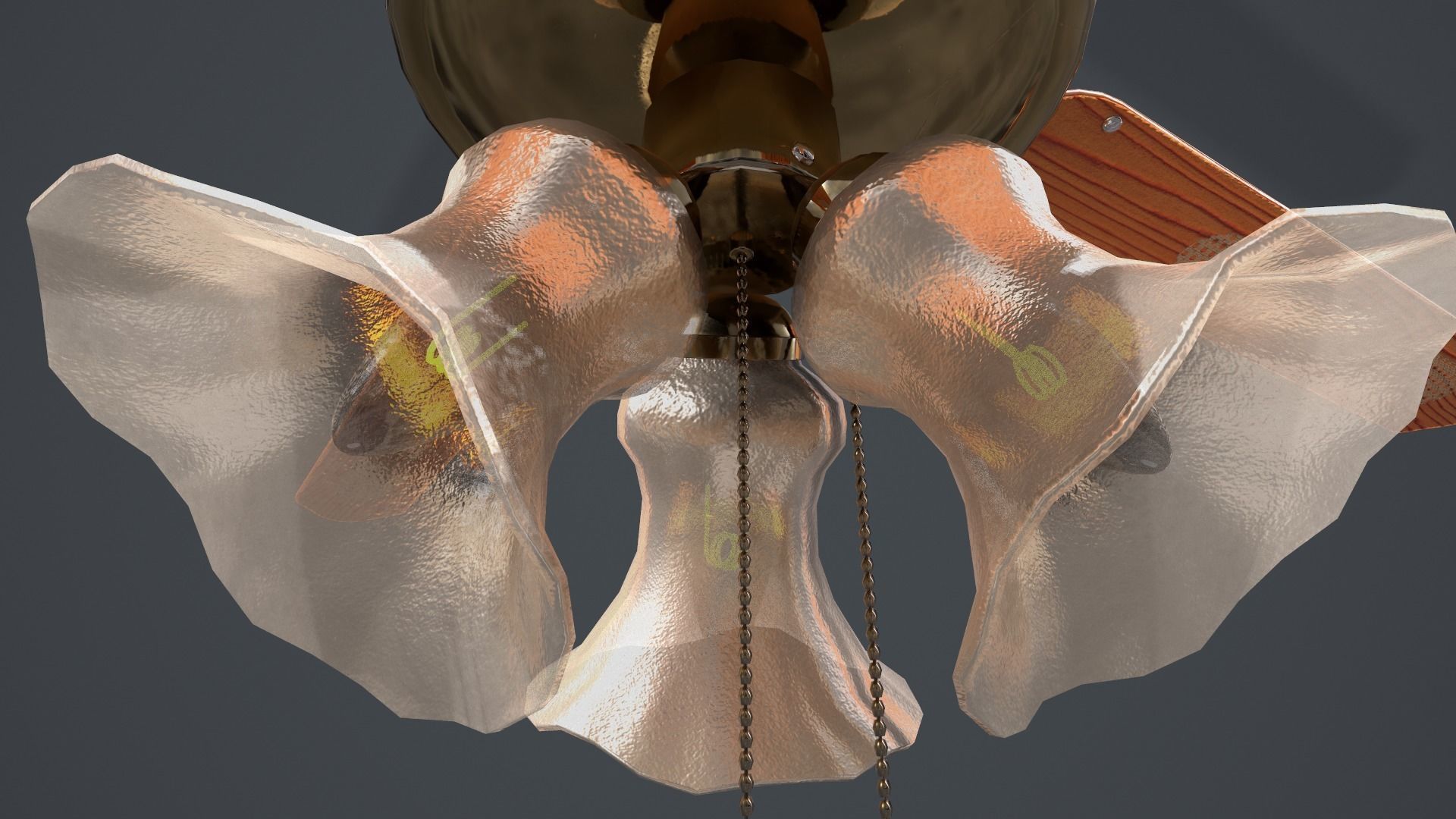 Ceiling Fan Light Low-poly 3D model_7