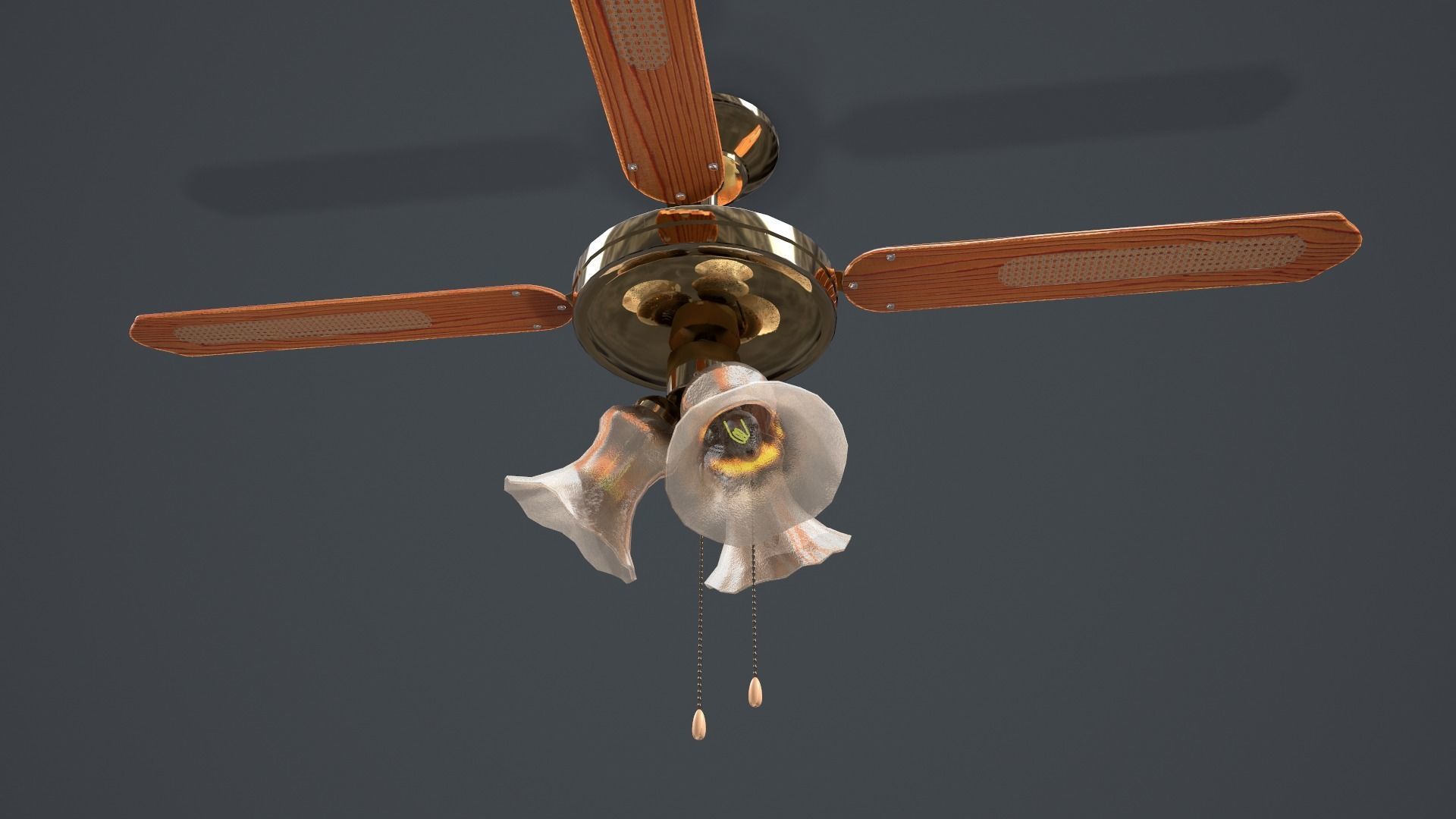 Ceiling Fan Light Low-poly 3D model_2