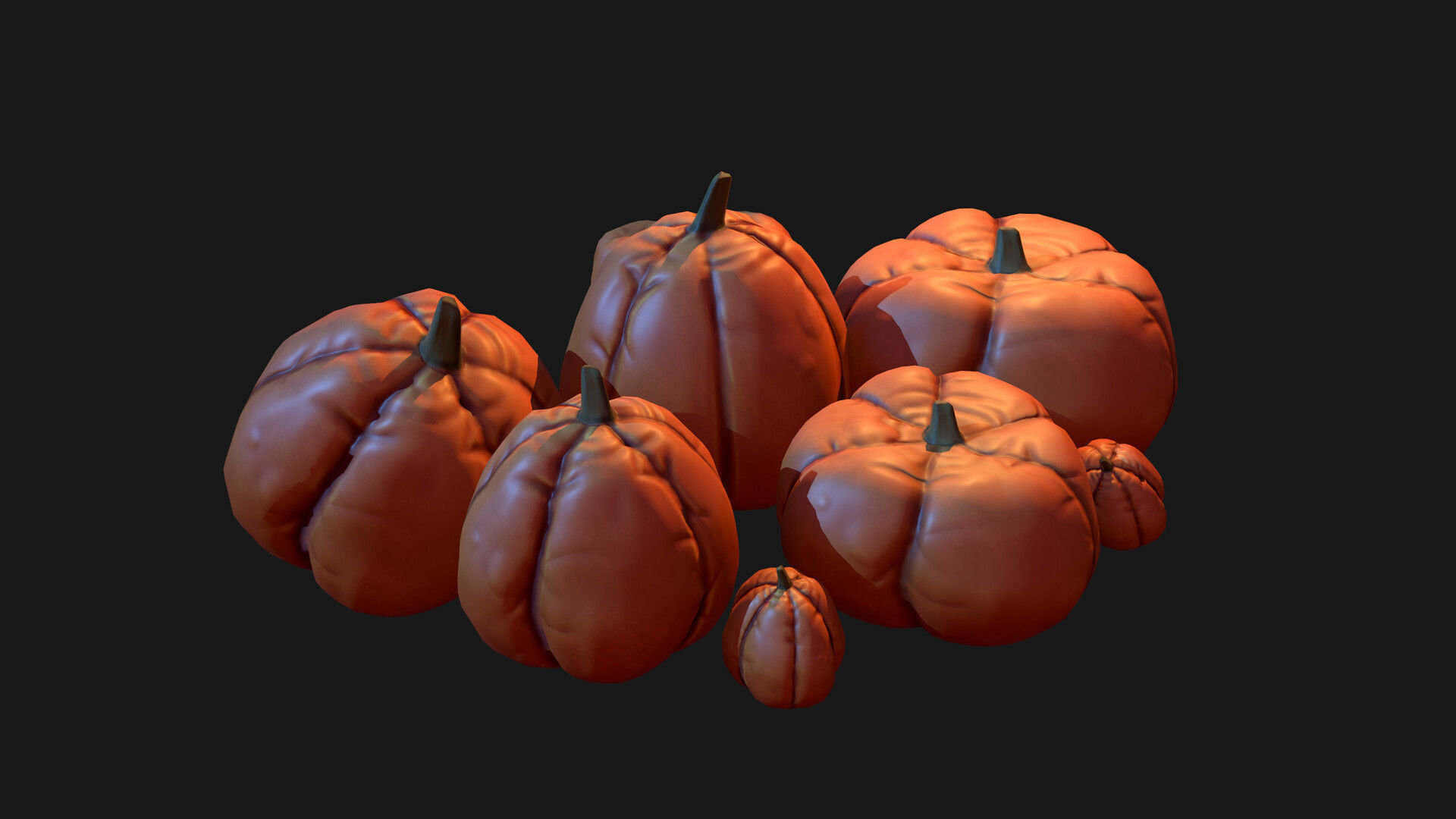 Stylized Pumkin Props Low-poly 3D model_3