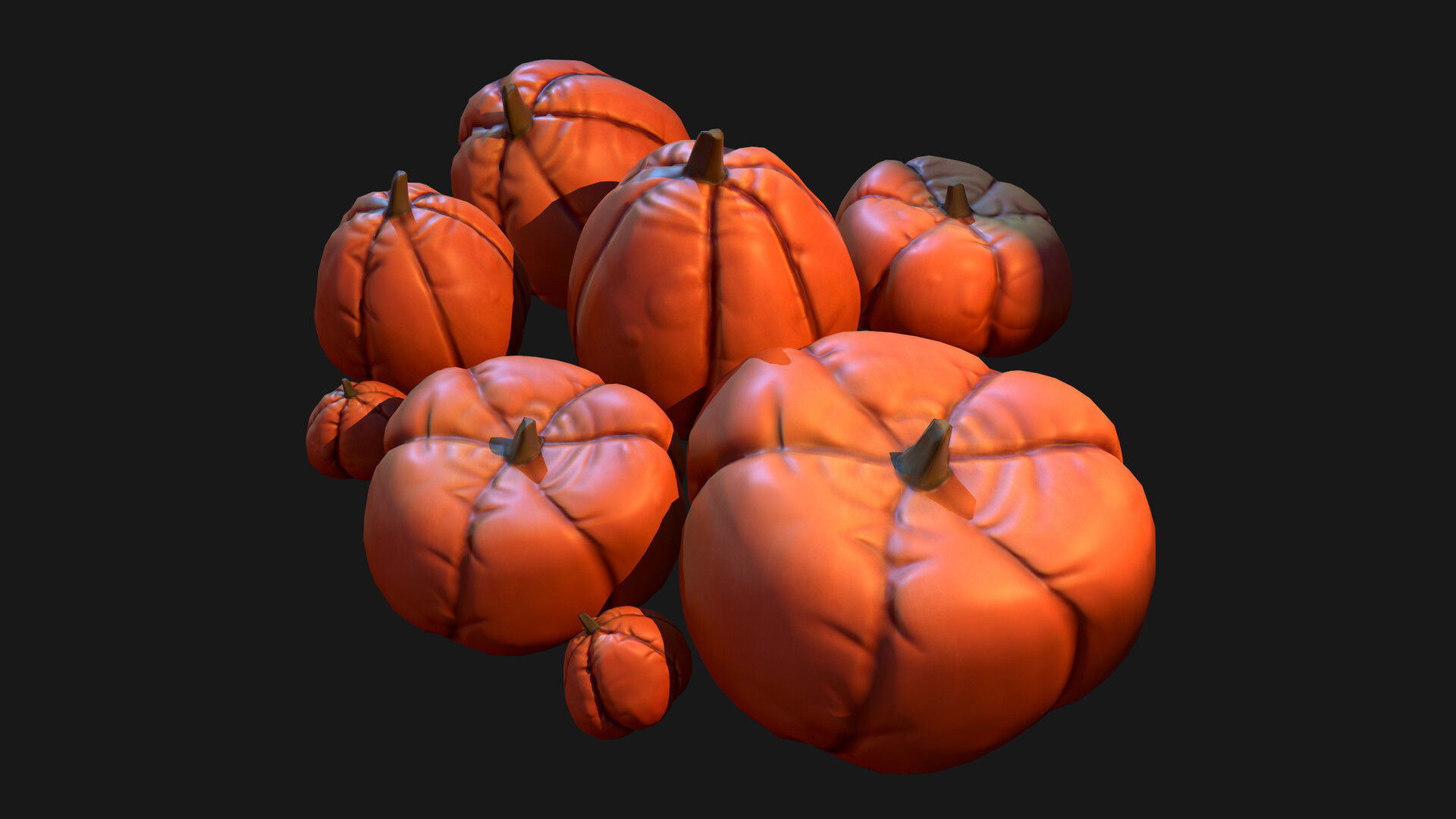 Stylized Pumkin Props Low-poly 3D model_2