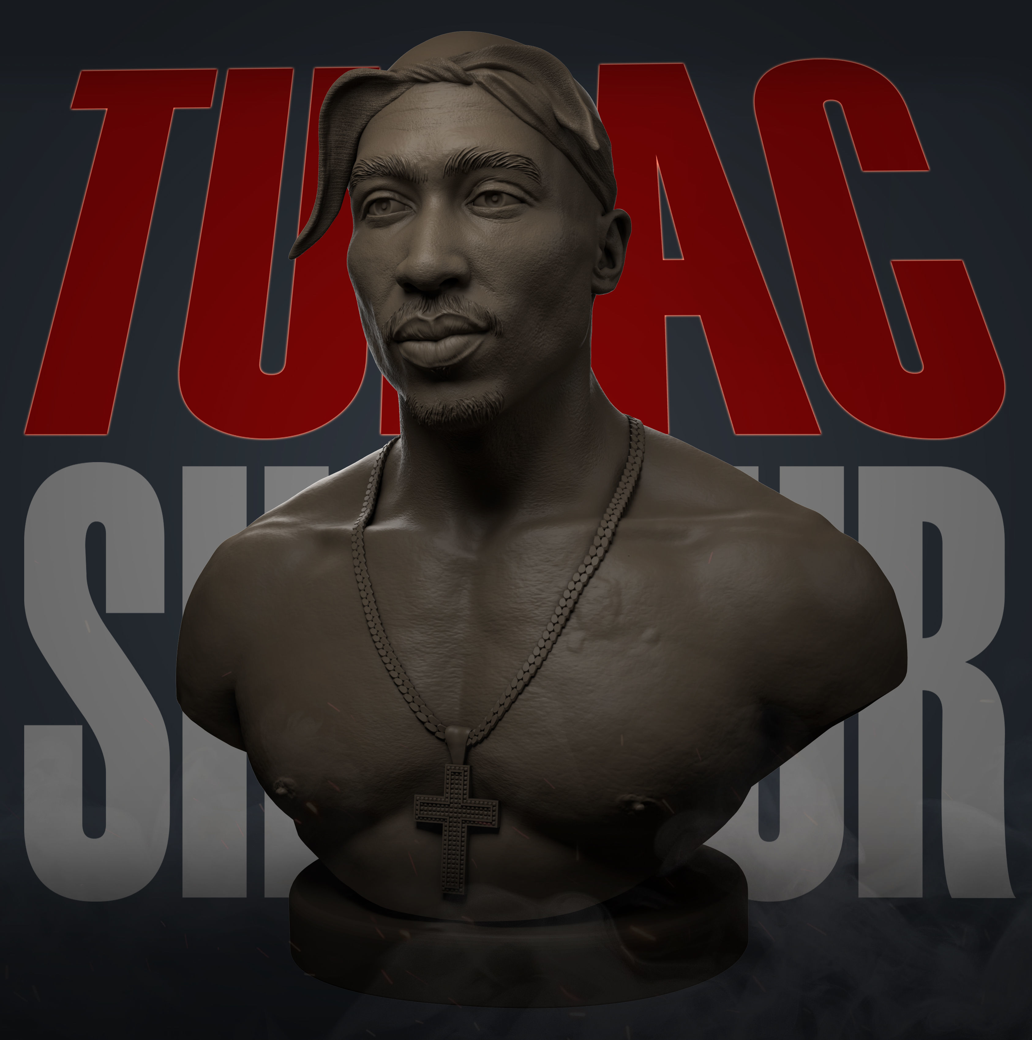 Tupac Shakur 3D print model_4