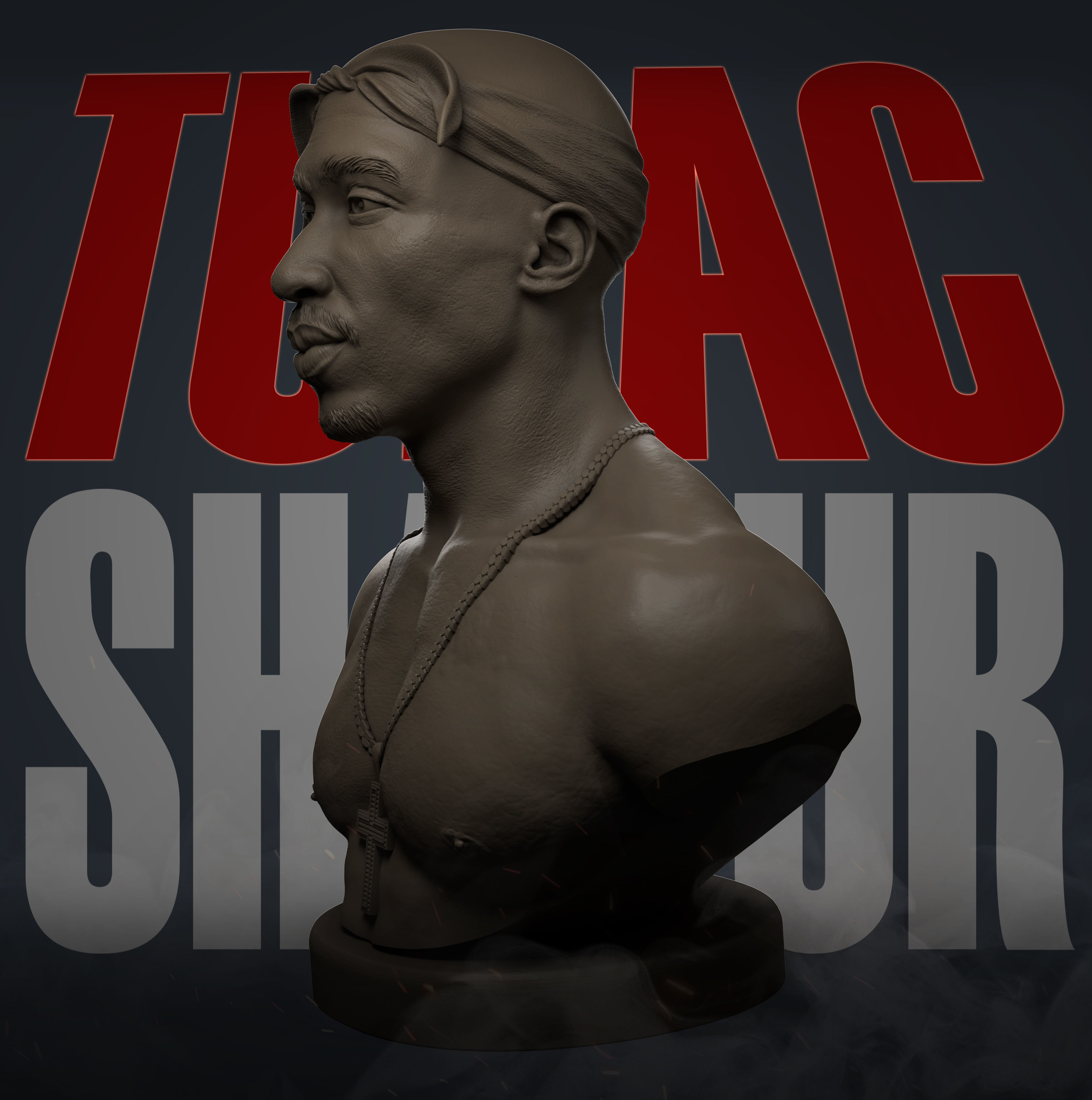 Tupac Shakur 3D print model_7