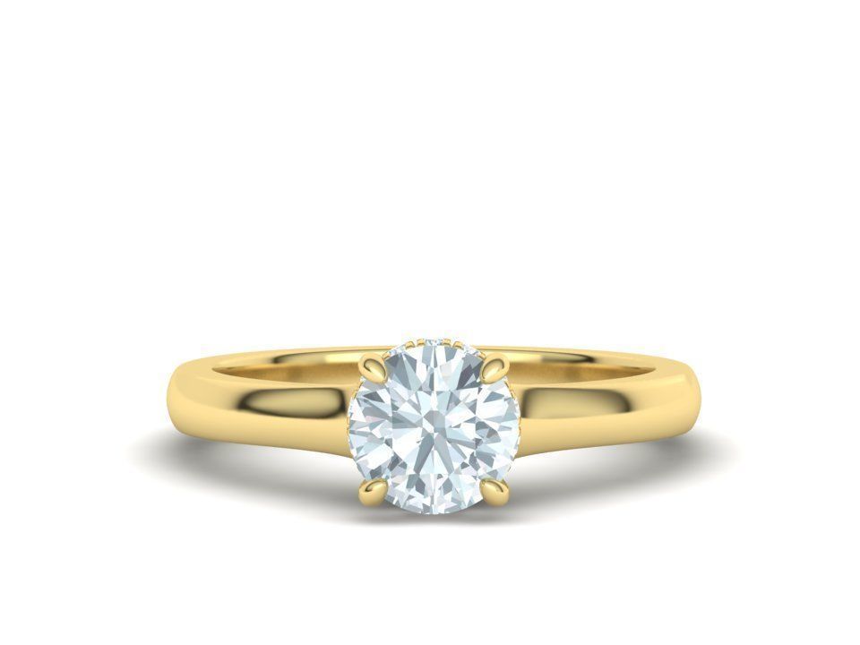 Classic Engagement ring 3dmodel with 1ct stone 3D print model_26
