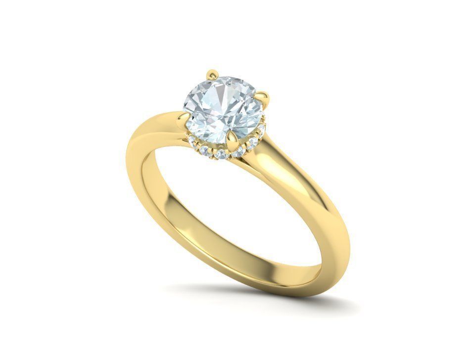 Classic Engagement ring 3dmodel with 1ct stone 3D print model_19
