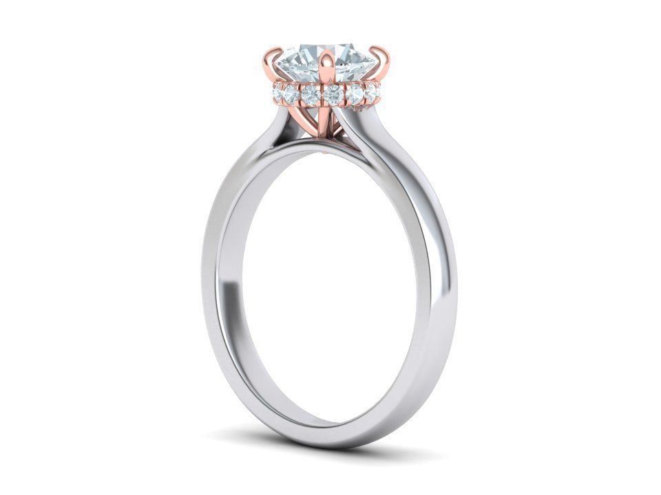 Classic Engagement ring 3dmodel with 1ct stone 3D print model_3