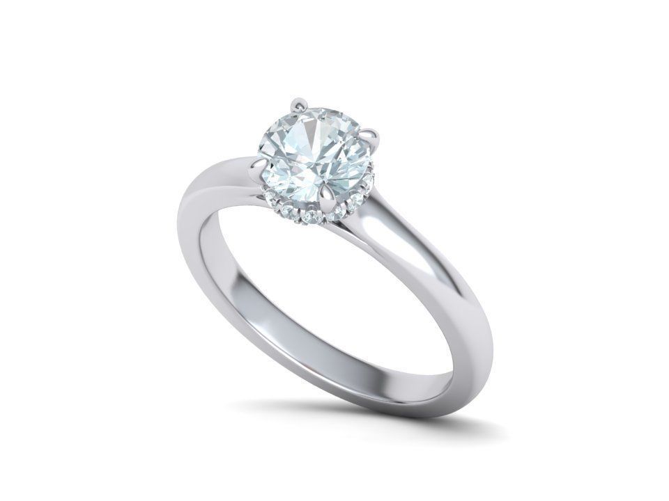 Classic Engagement ring 3dmodel with 1ct stone 3D print model_18