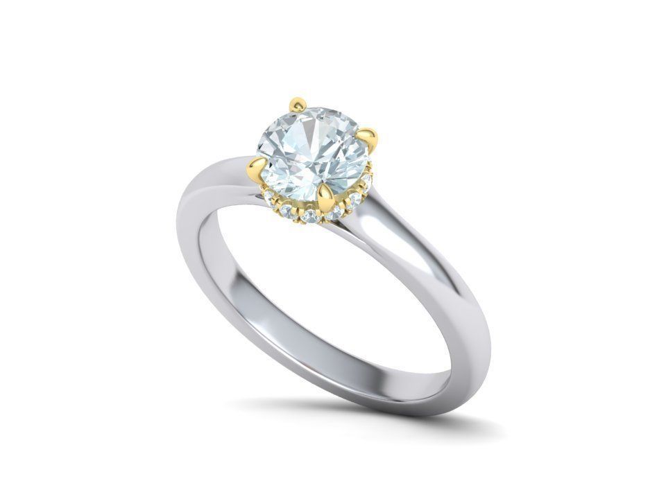 Classic Engagement ring 3dmodel with 1ct stone 3D print model_17