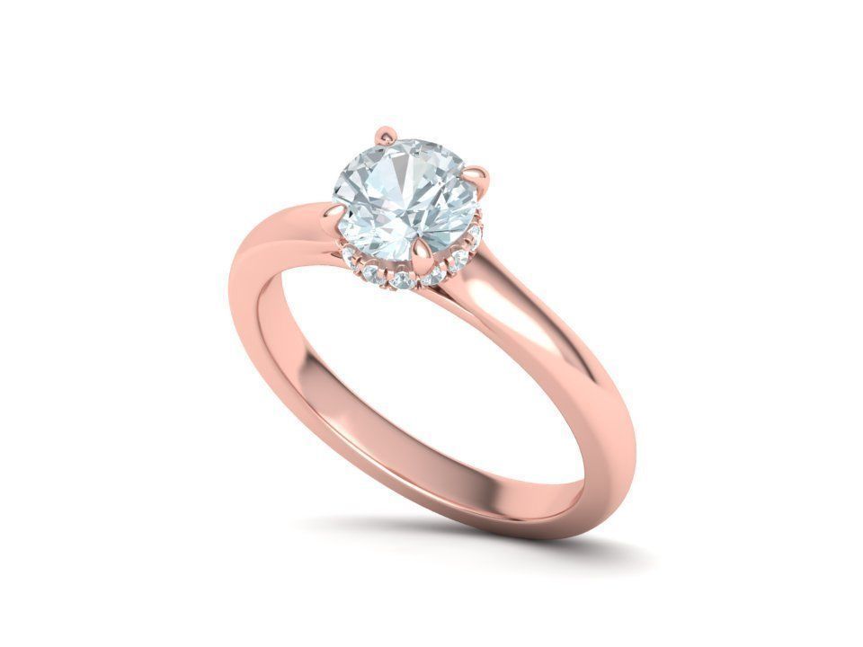 Classic Engagement ring 3dmodel with 1ct stone 3D print model_20