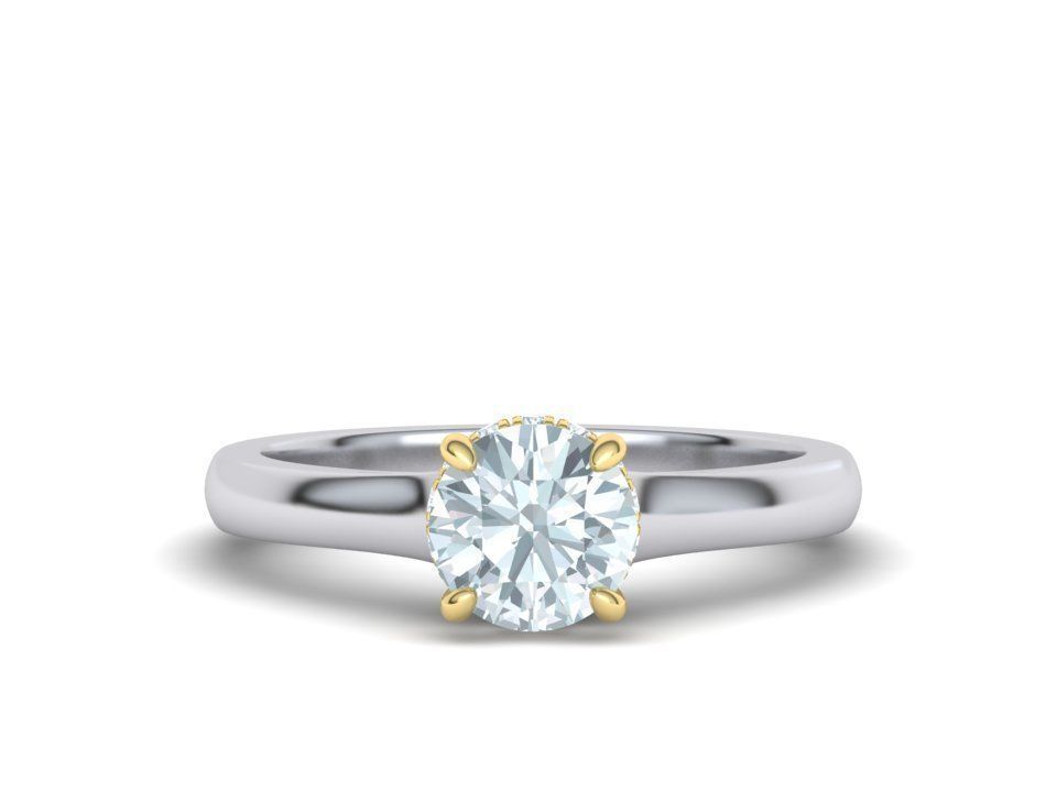 Classic Engagement ring 3dmodel with 1ct stone 3D print model_22