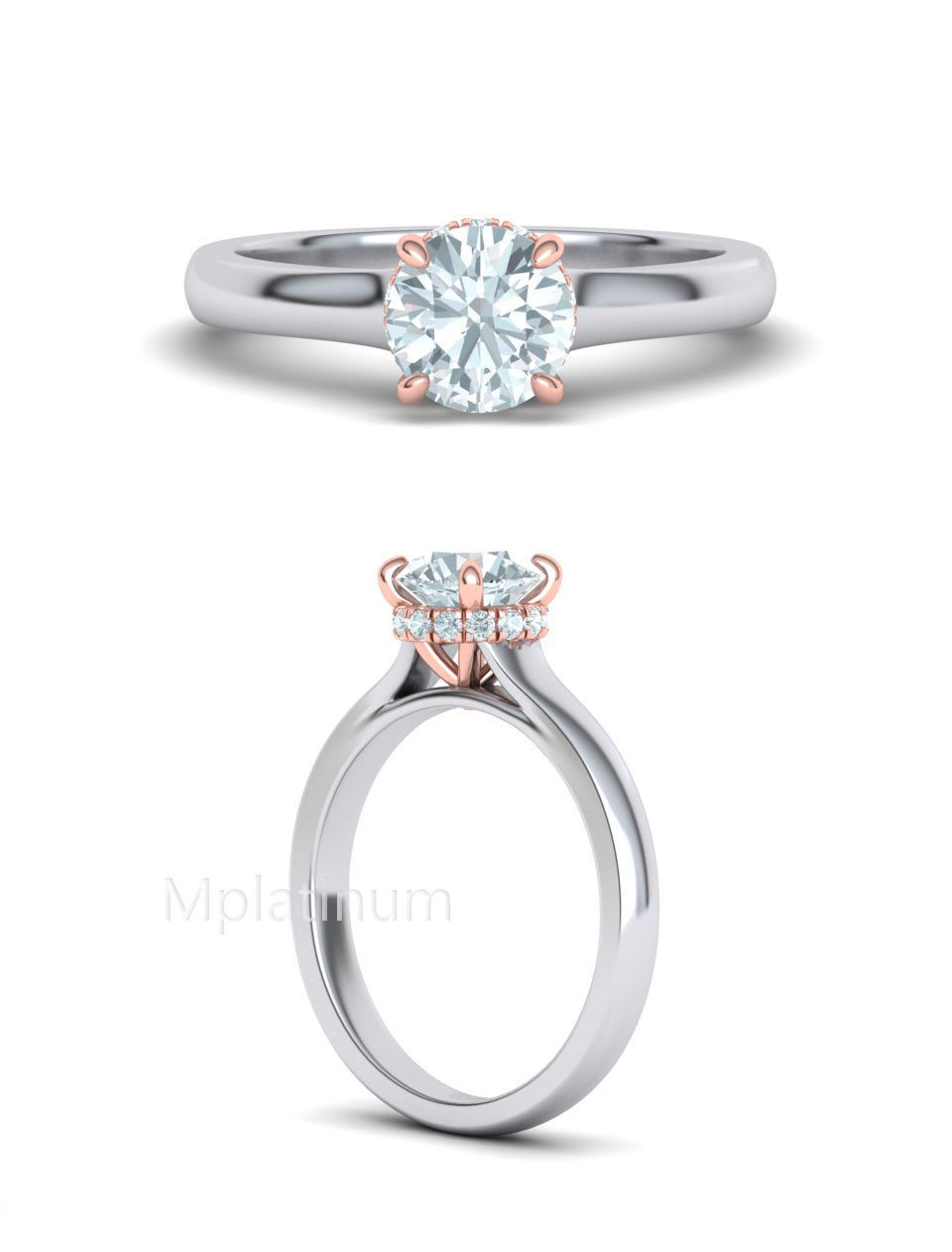 Classic Engagement ring 3dmodel with 1ct stone 3D print model_28