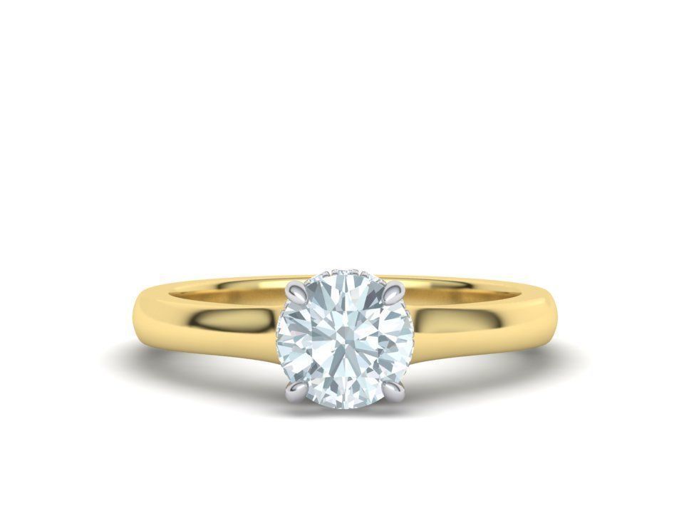 Classic Engagement ring 3dmodel with 1ct stone 3D print model_23