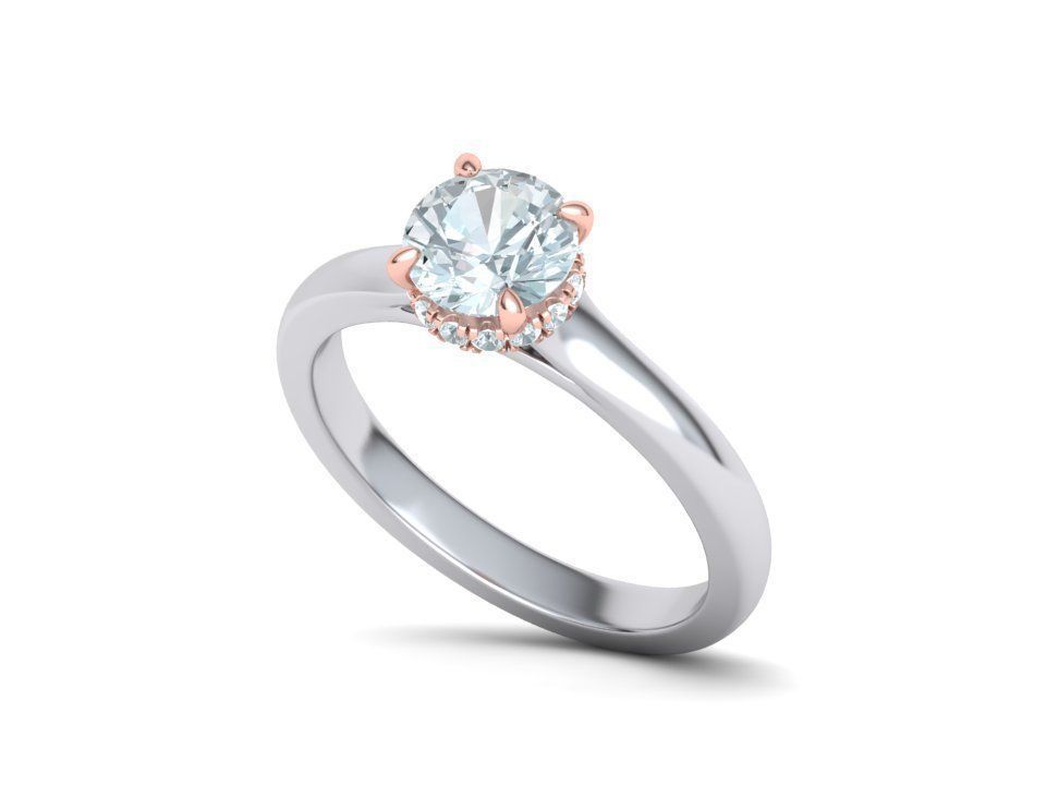 Classic Engagement ring 3dmodel with 1ct stone 3D print model_16