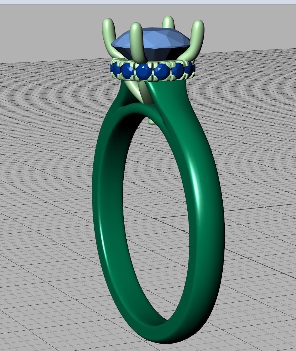 Classic Engagement ring 3dmodel with 1ct stone 3D print model_9