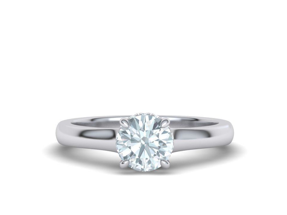 Classic Engagement ring 3dmodel with 1ct stone 3D print model_25