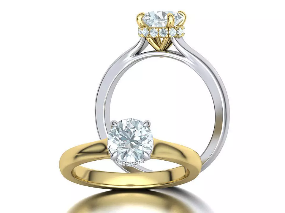 Classic Engagement ring 3dmodel with 1ct stone 3D print model_0