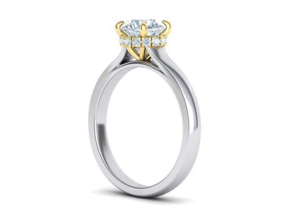 Classic Engagement ring 3dmodel with 1ct stone 3D print model_2