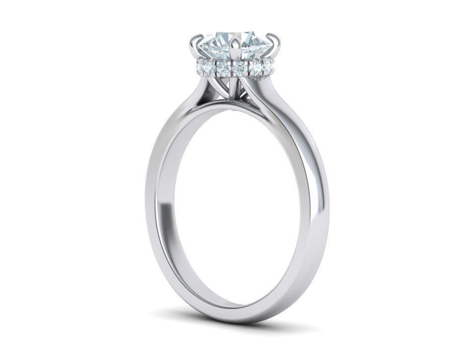 Classic Engagement ring 3dmodel with 1ct stone 3D print model_4