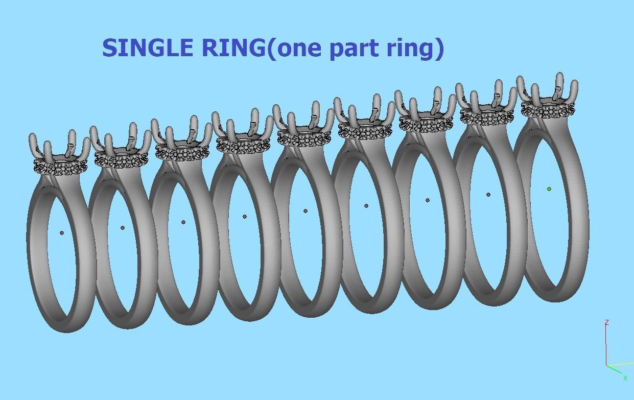 Classic Engagement ring 3dmodel with 1ct stone 3D print model_15