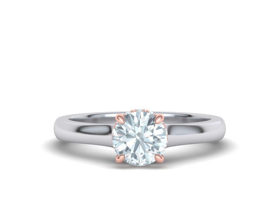 Classic Engagement ring 3dmodel with 1ct stone 3D print model_21