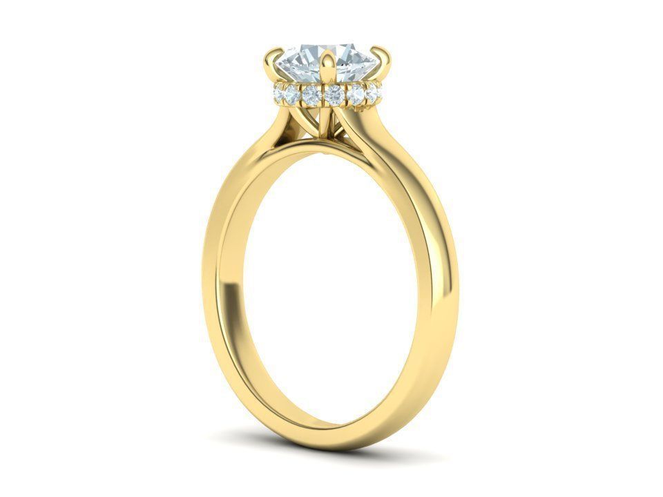 Classic Engagement ring 3dmodel with 1ct stone 3D print model_5