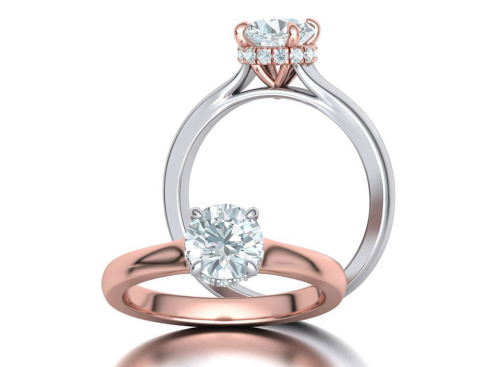Classic Engagement ring 3dmodel with 1ct stone 3D print model_1
