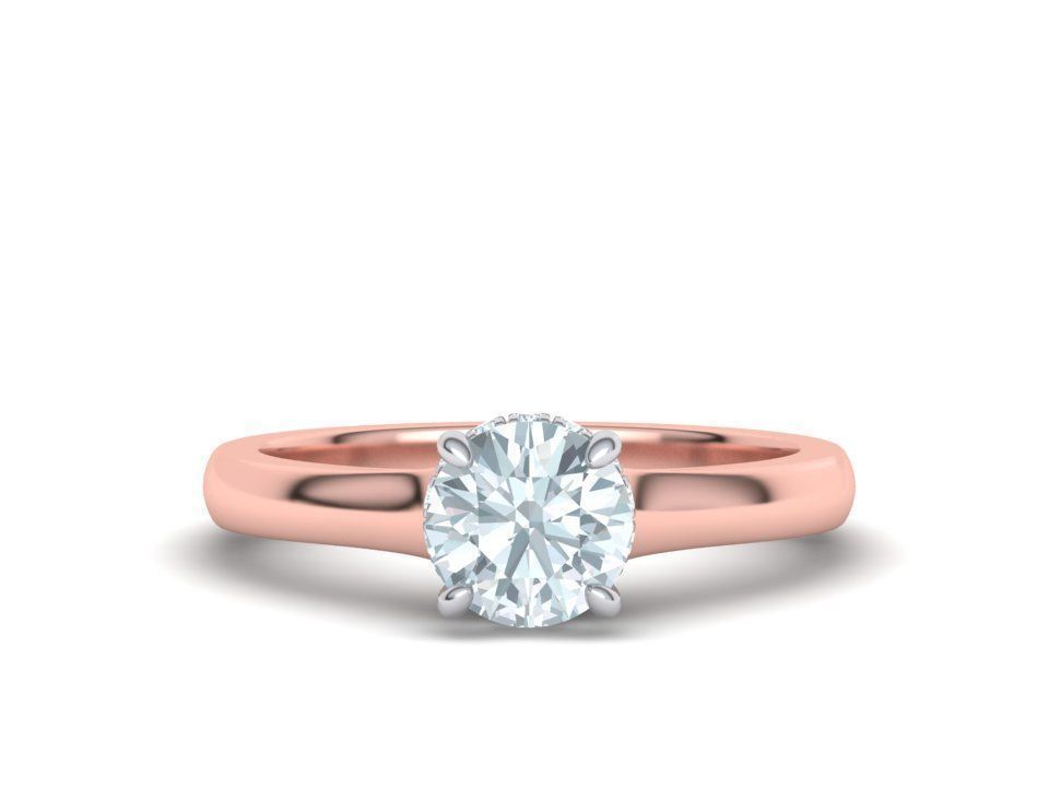 Classic Engagement ring 3dmodel with 1ct stone 3D print model_24