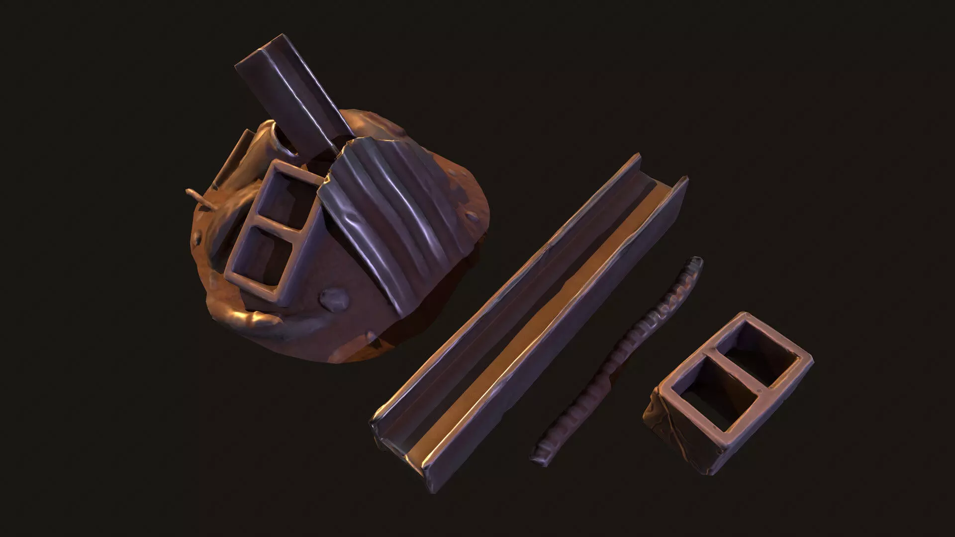 Stylized Junk Material And Models Low-poly 3D model_0
