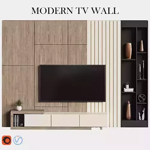 modern tv wall 11 3D model