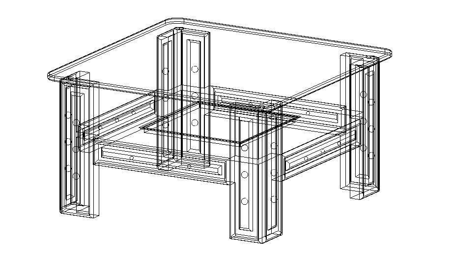 Table Furniture Design CAD Model Low-poly 3D model_2