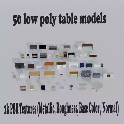 50 Tables pack  for AR Low-poly 3D model