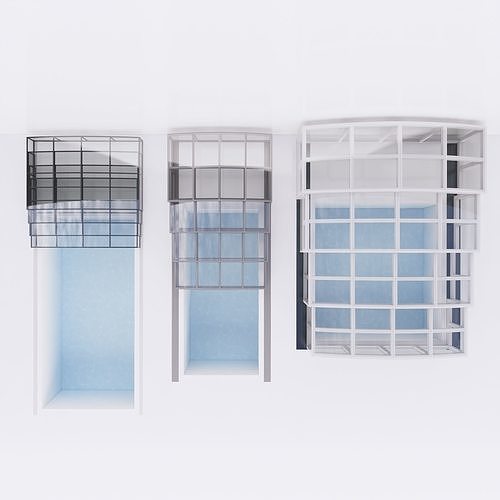 Swimming pool with roof - Full parametric Revit Family Low-poly 3D model
