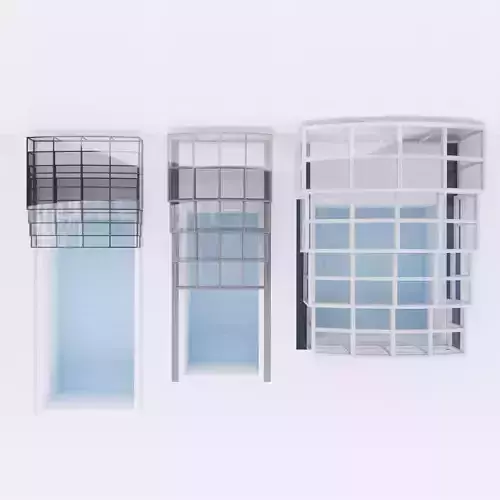 Swimming pool with roof - Full parametric Revit Family Low-poly 3D model