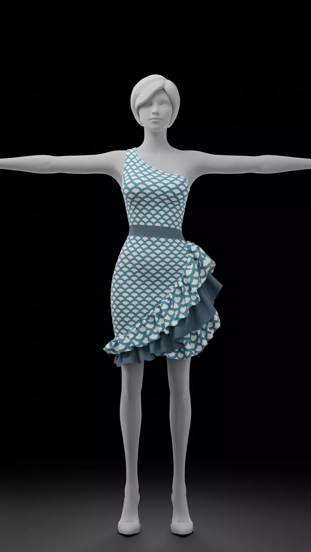 Short dress with pattern 3D model_0