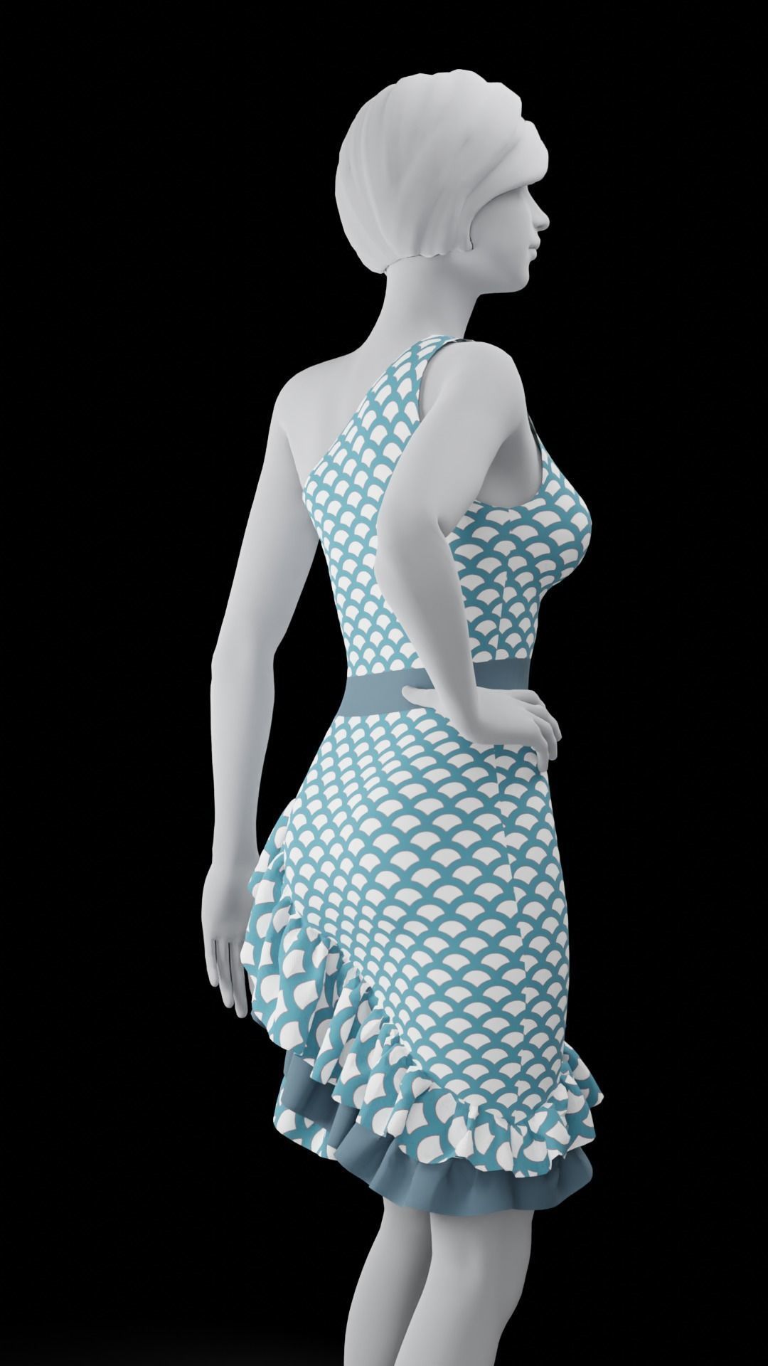 Short dress with pattern 3D model_4