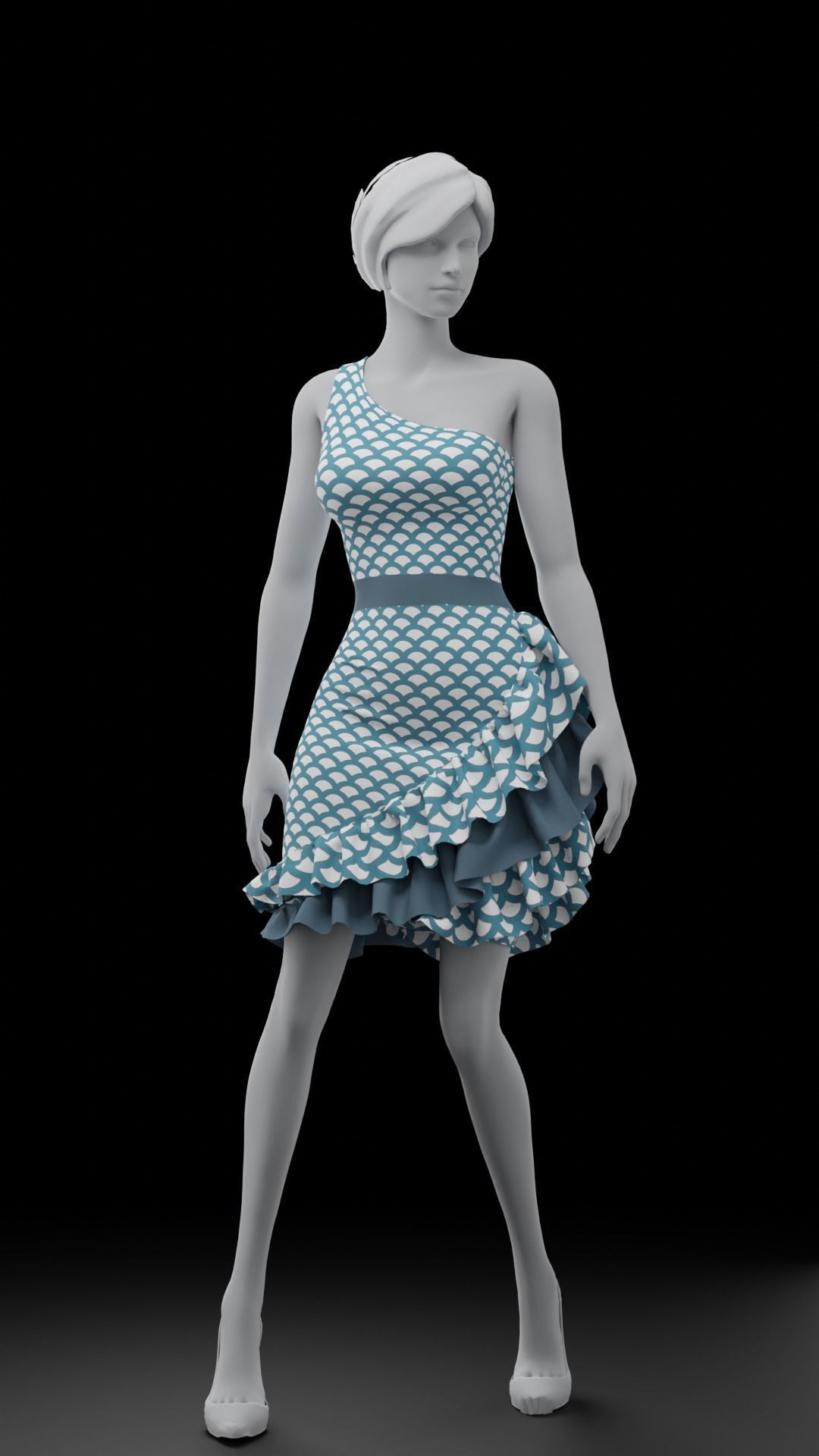 Short dress with pattern 3D model_5