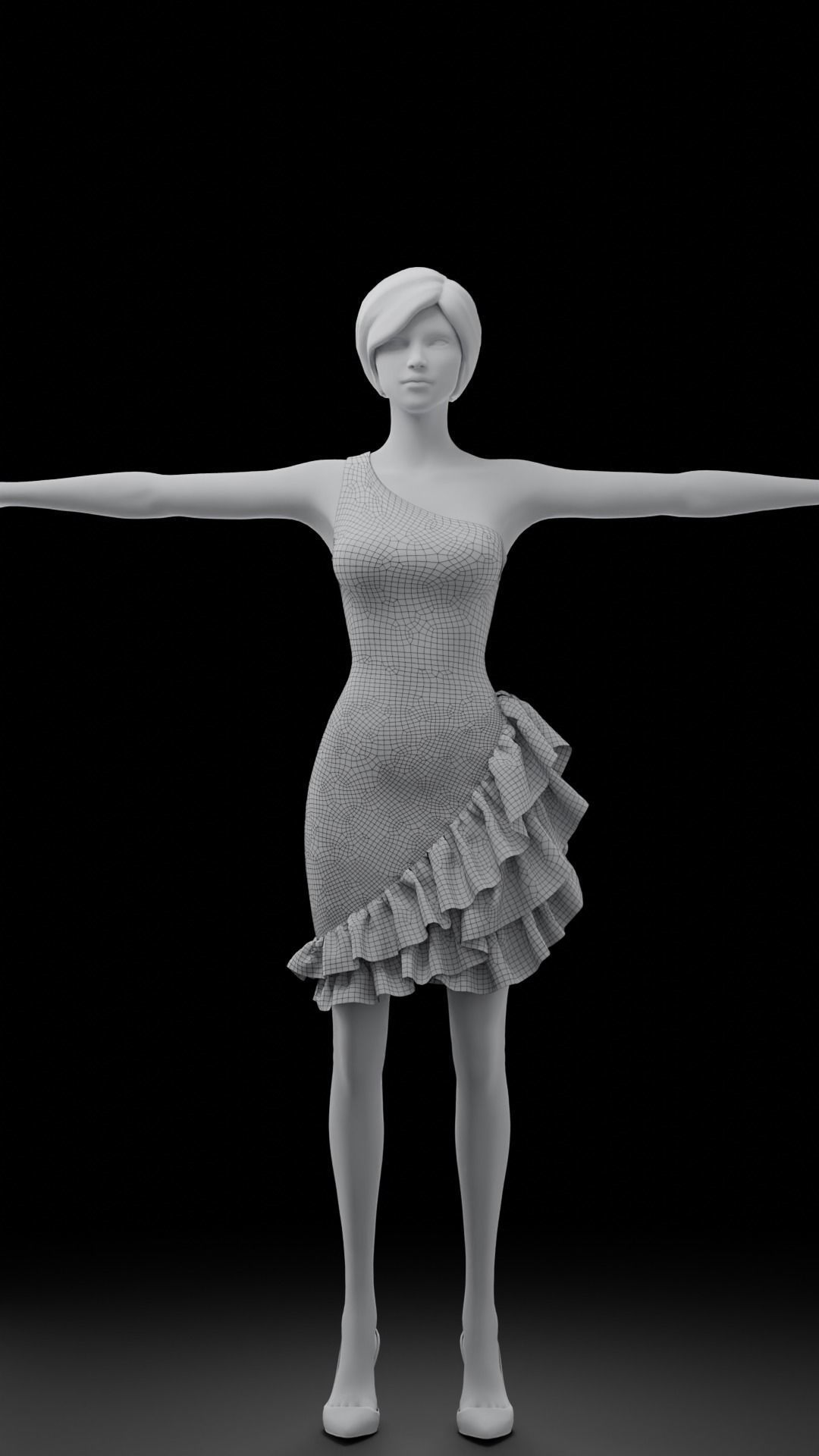 Short dress with pattern 3D model_6