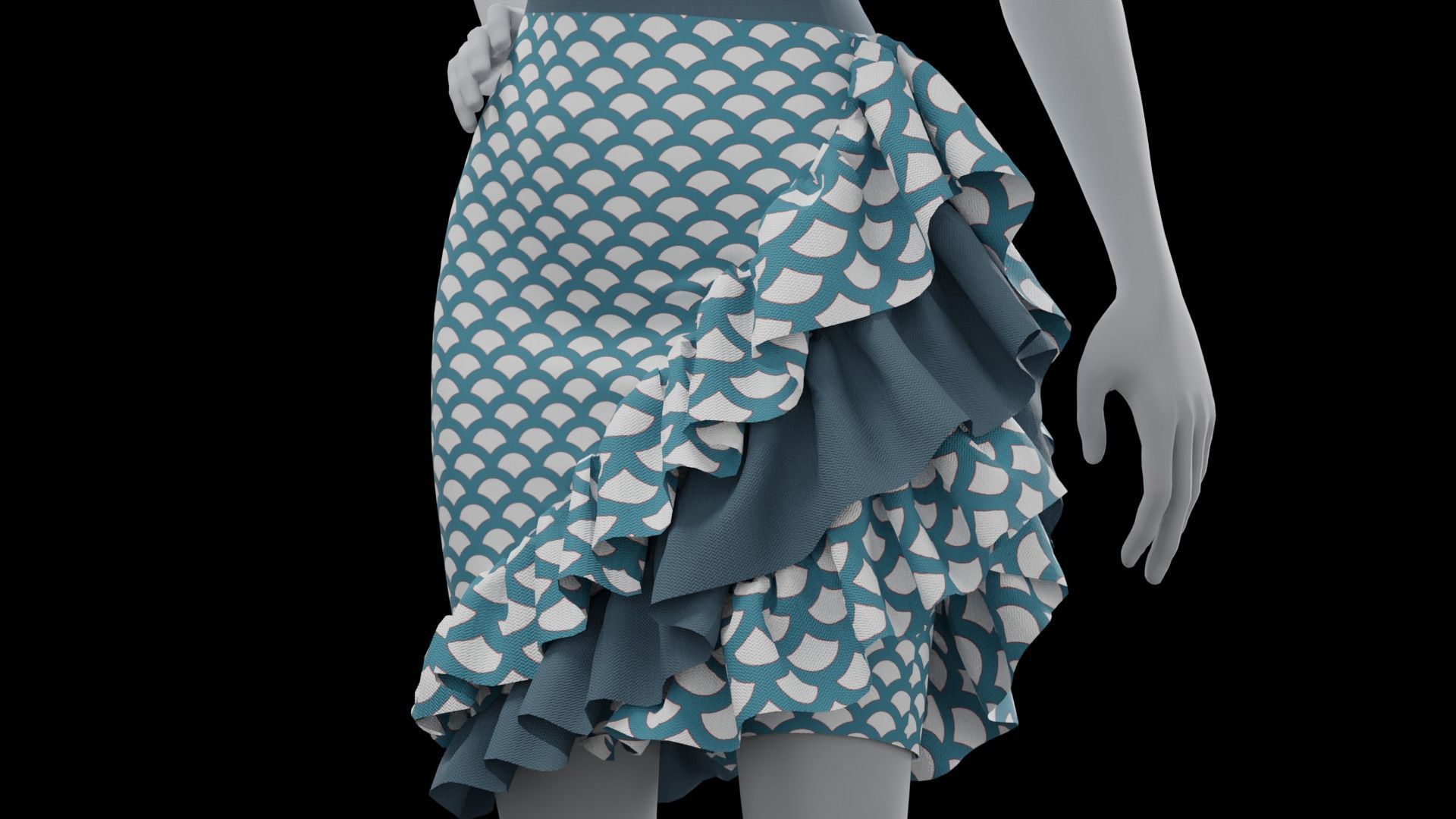 Short dress with pattern 3D model_3