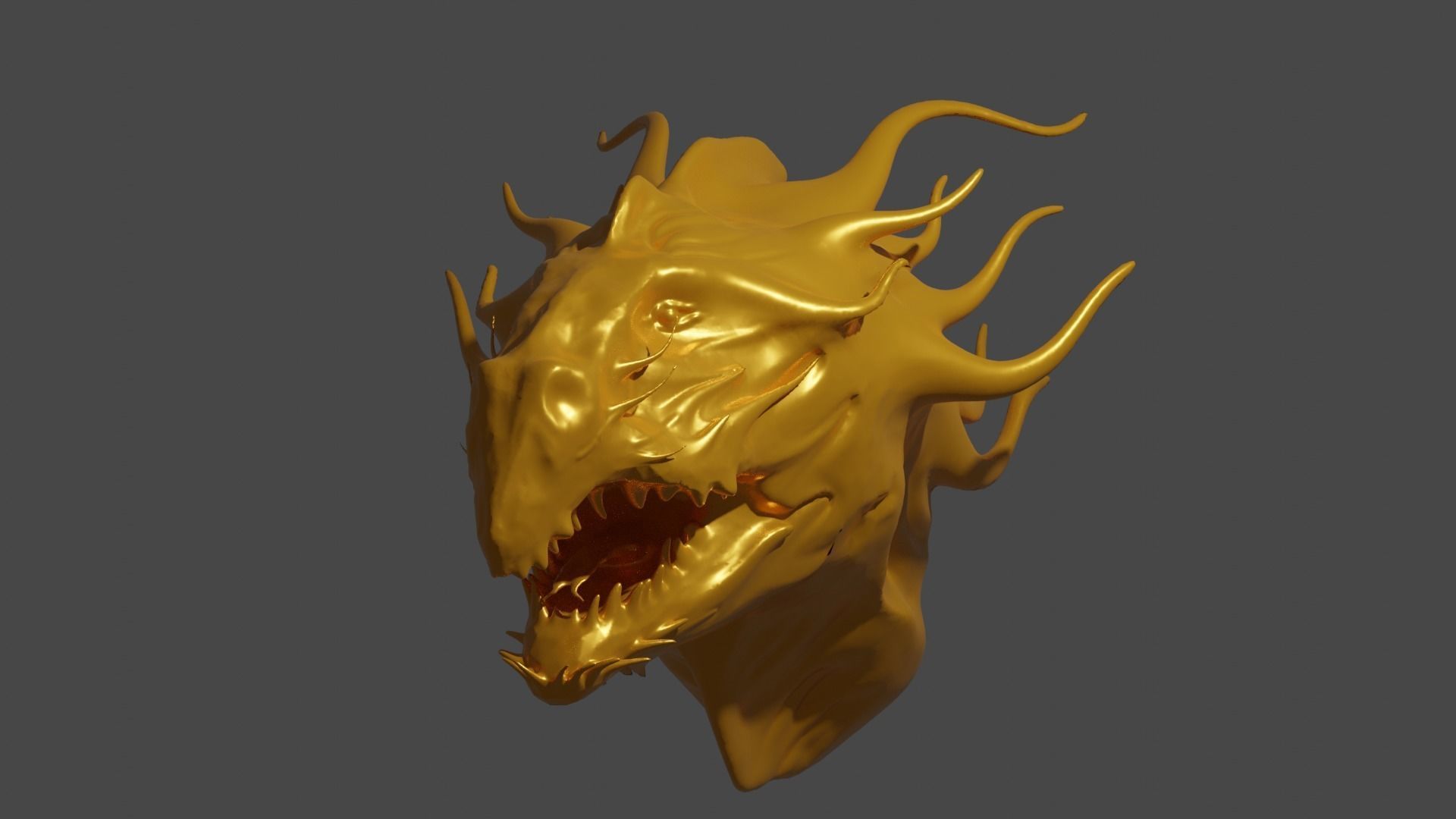 GoldenDragonIdol golden dragon head 3D model_4