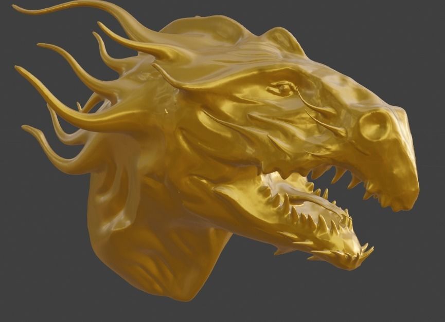 GoldenDragonIdol golden dragon head 3D model_2