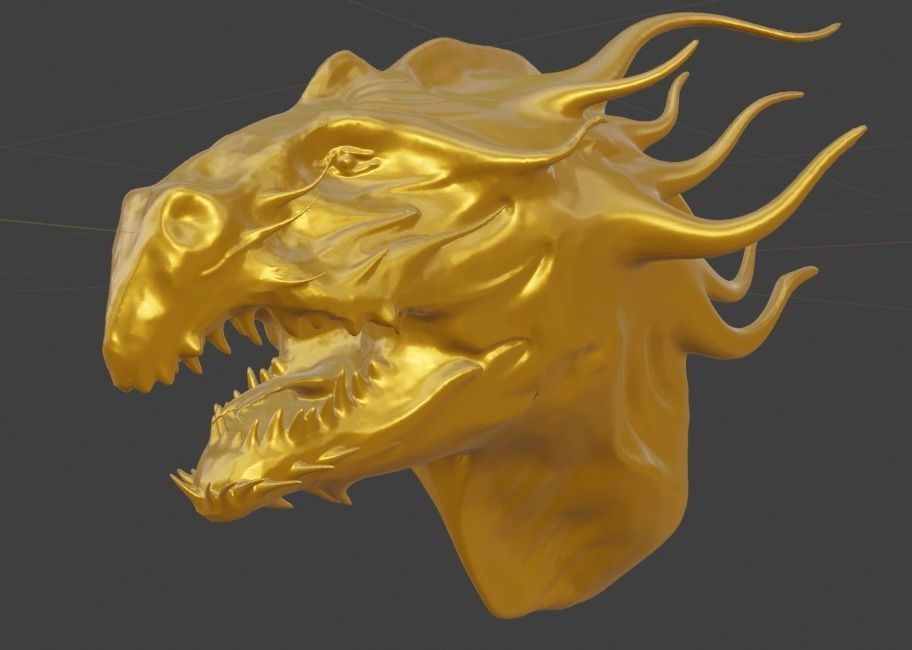 GoldenDragonIdol golden dragon head 3D model_3