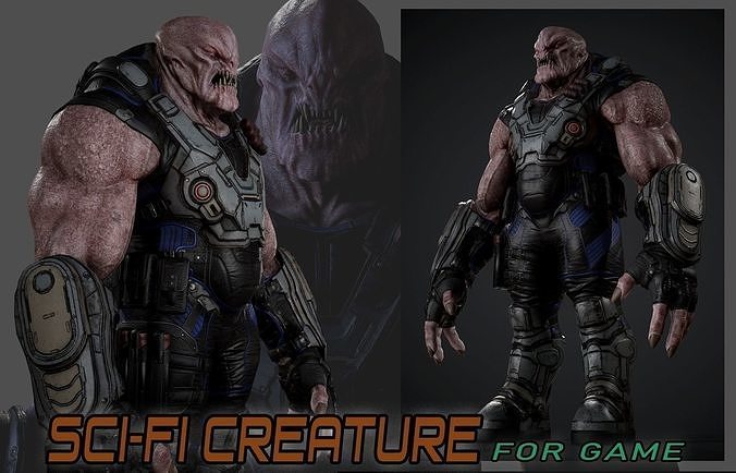 Sci-fi Creature for game Low-poly 3D model