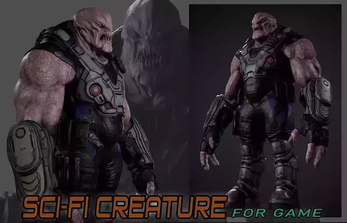 Sci-fi Creature for game Low-poly 3D model