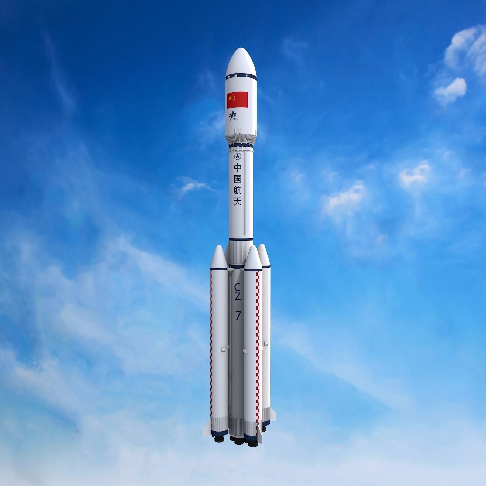 Long March 7  China rocket 3D model_1