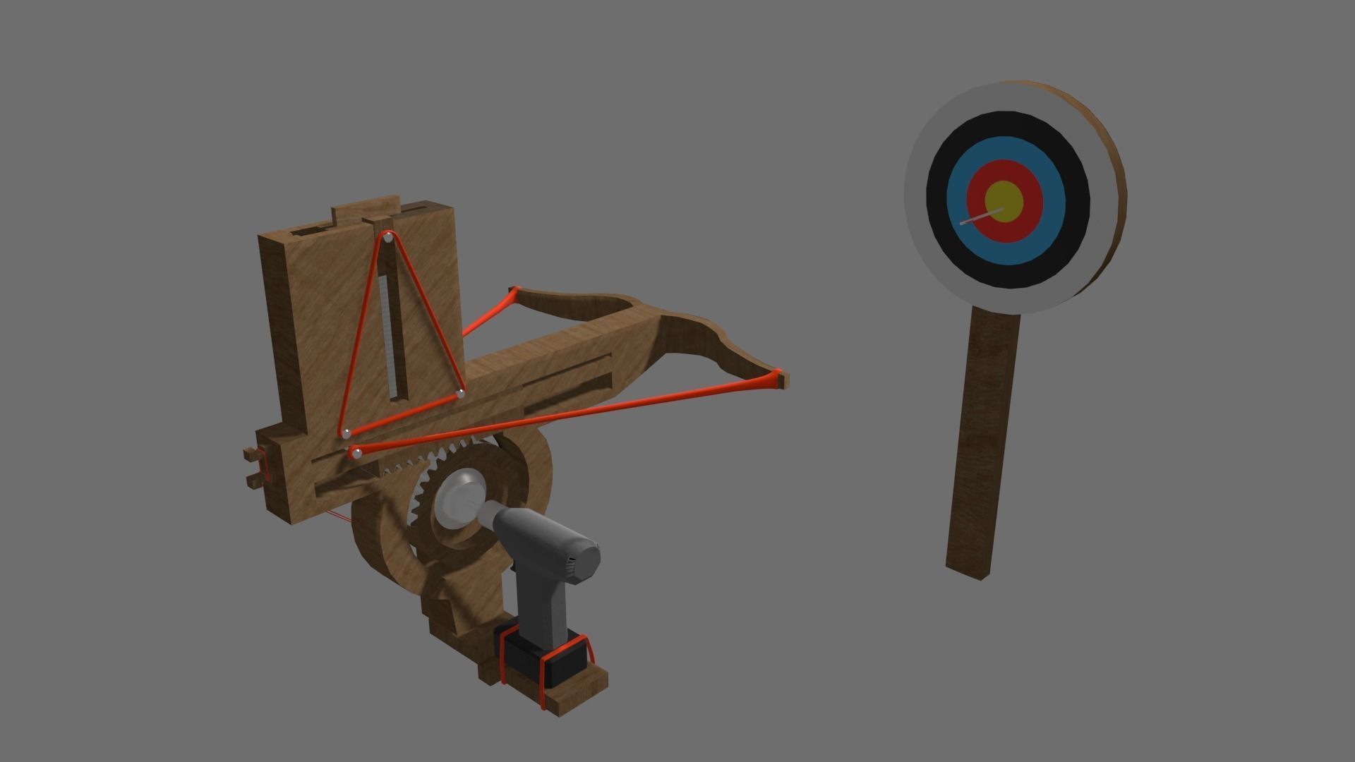 Rack and Pinion Powered Crossbow 3D model_2