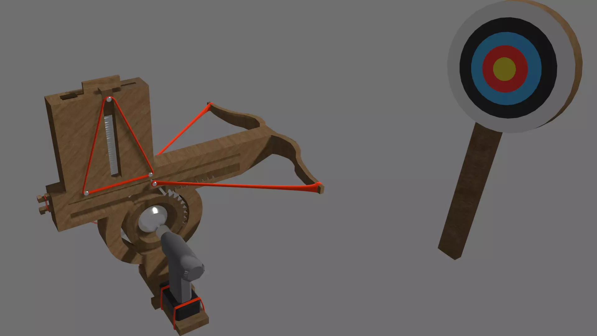 Rack and Pinion Powered Crossbow 3D model_0